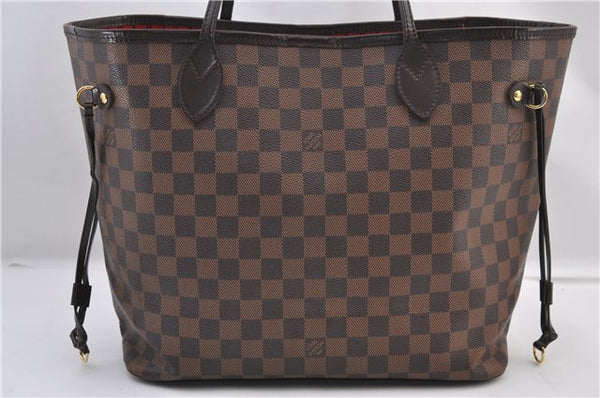 Authentic Louis Vuitton Damier Neverfull MM Shoulder Tote Bag N51105 LV 2458F