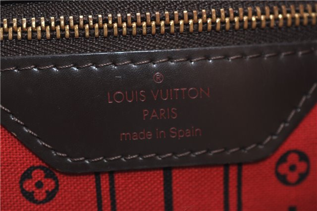 Authentic Louis Vuitton Damier Neverfull MM Shoulder Tote Bag N51105 LV 2458F