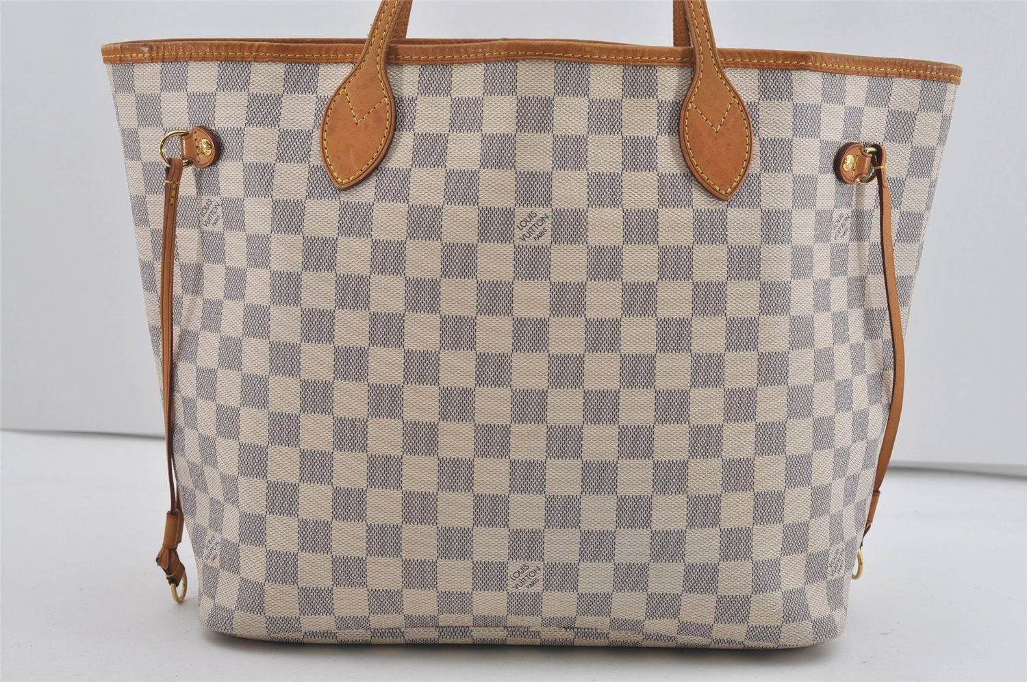 Authentic Louis Vuitton Damier Azur Neverfull MM Tote Bag N51107 LV 2665I