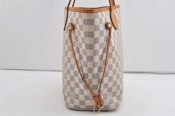 Authentic Louis Vuitton Damier Azur Neverfull MM Tote Bag N51107 LV 2665I