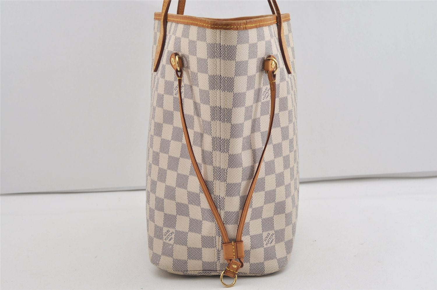 Authentic Louis Vuitton Damier Azur Neverfull MM Tote Bag N51107 LV 2665I