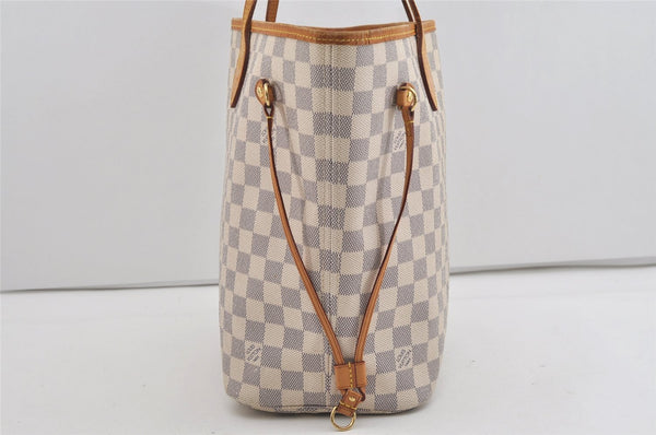 Authentic Louis Vuitton Damier Azur Neverfull MM Tote Bag N51107 LV 2665I