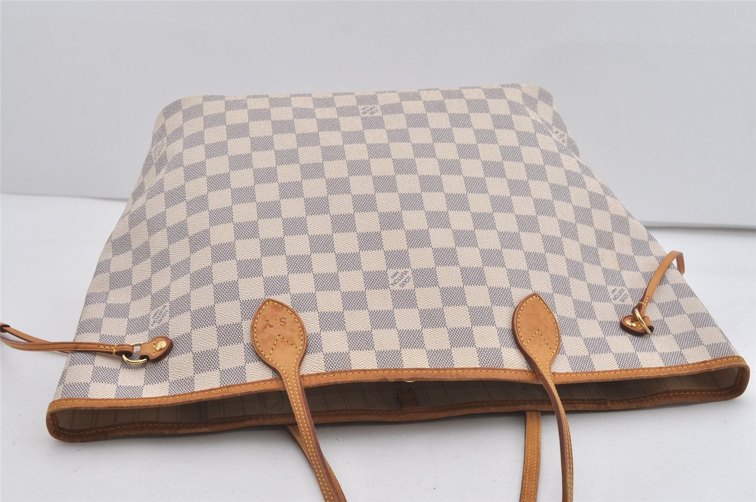 Authentic Louis Vuitton Damier Azur Neverfull MM Tote Bag N51107 LV 2665I