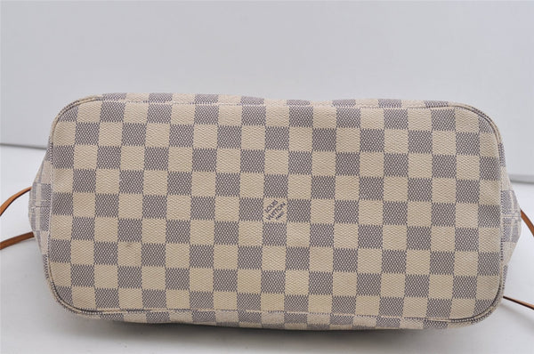 Authentic Louis Vuitton Damier Azur Neverfull MM Tote Bag N51107 LV 2665I