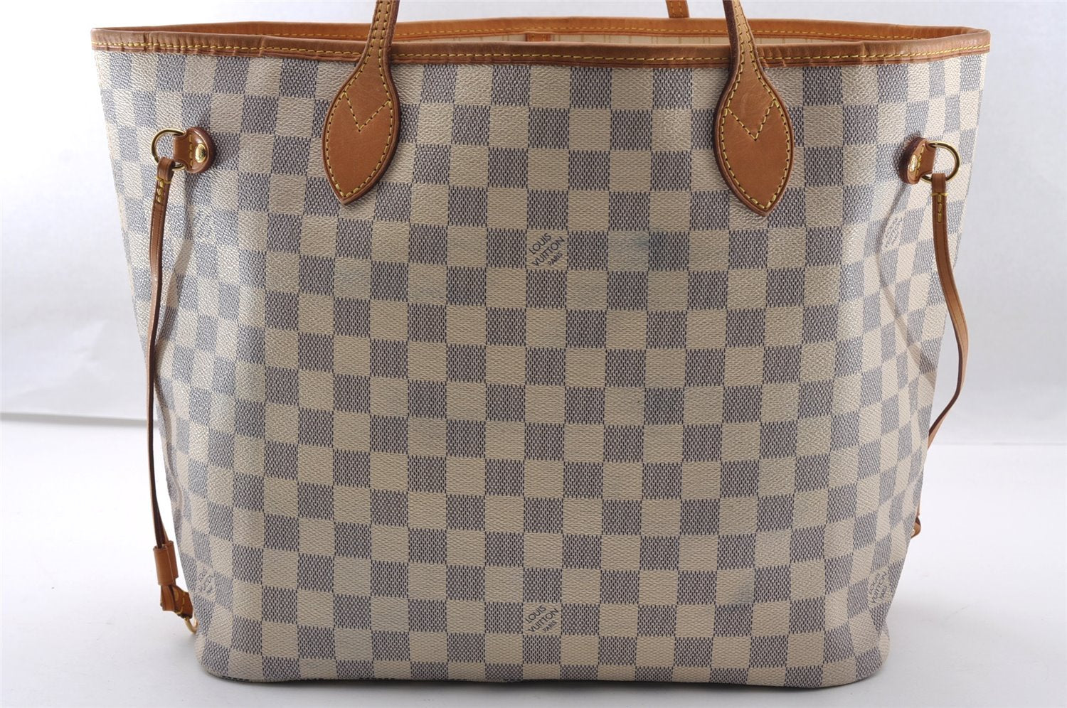 Authentic Louis Vuitton Damier Azur Neverfull MM Tote Bag N51107 LV 2682I