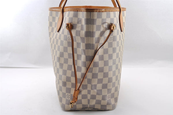 Authentic Louis Vuitton Damier Azur Neverfull MM Tote Bag N51107 LV 2682I
