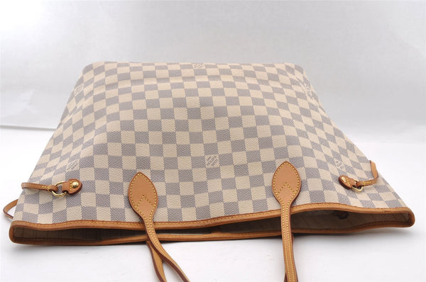 Authentic Louis Vuitton Damier Azur Neverfull MM Tote Bag N51107 LV 2682I