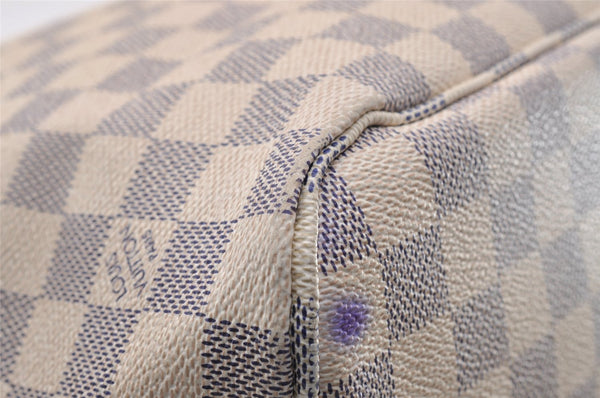 Authentic Louis Vuitton Damier Azur Neverfull MM Tote Bag N51107 LV 2682I