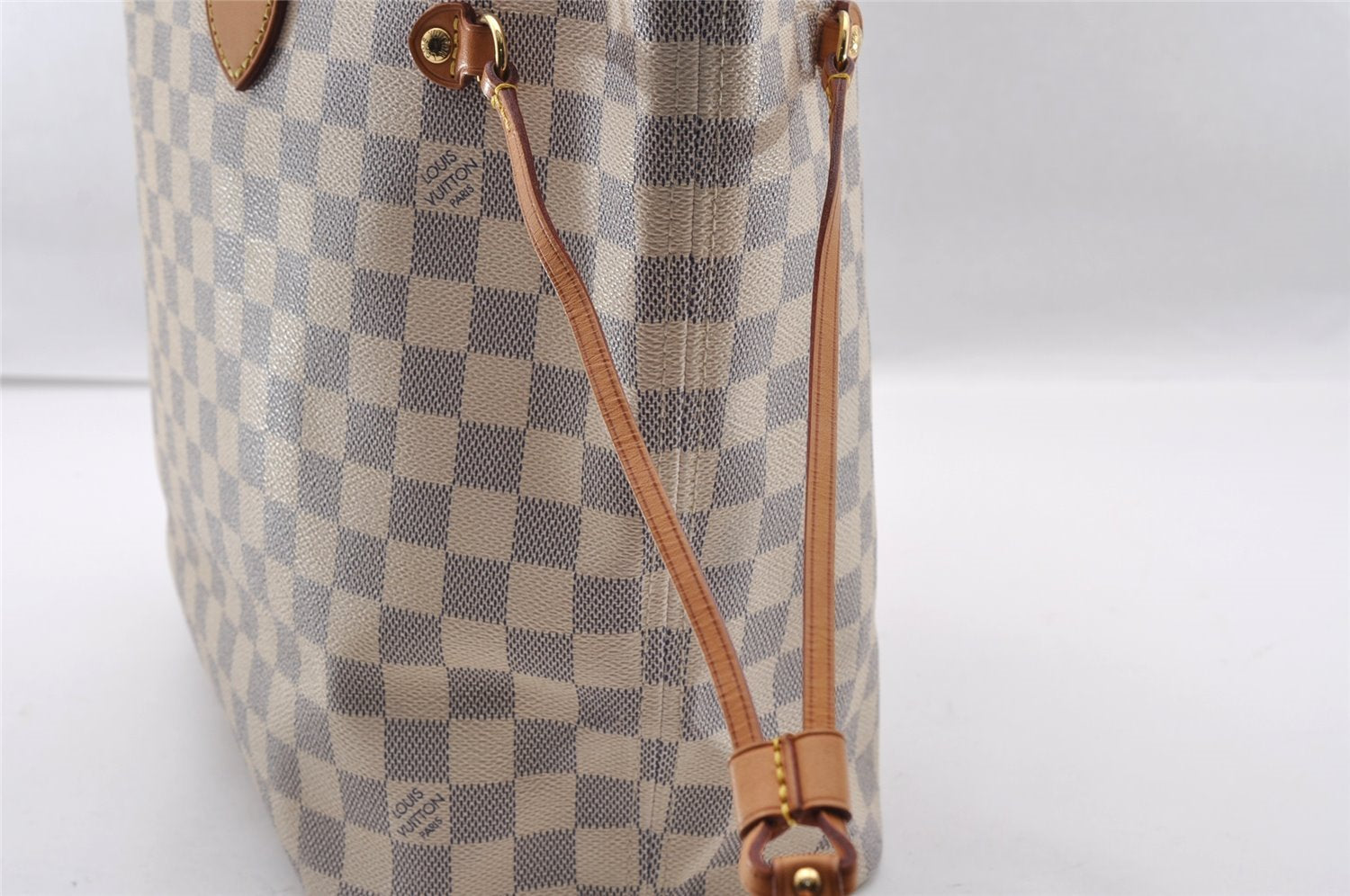 Authentic Louis Vuitton Damier Azur Neverfull MM Tote Bag N51107 LV 2682I