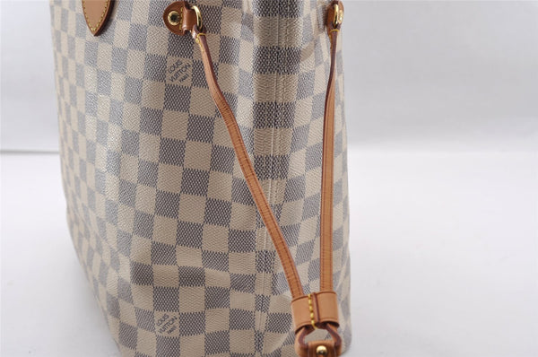 Authentic Louis Vuitton Damier Azur Neverfull MM Tote Bag N51107 LV 2682I