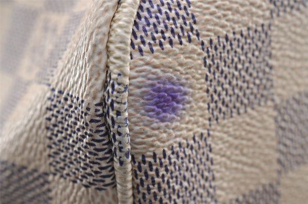 Authentic Louis Vuitton Damier Azur Neverfull MM Tote Bag N51107 LV 2682I