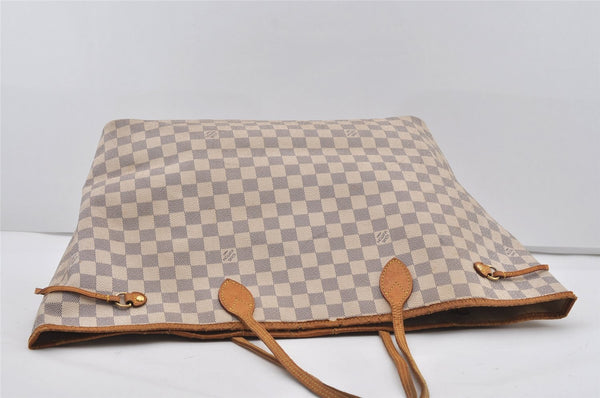 Authentic Louis Vuitton Damier Azur Neverfull GM N51108 Shoulder Tote Bag 3184I