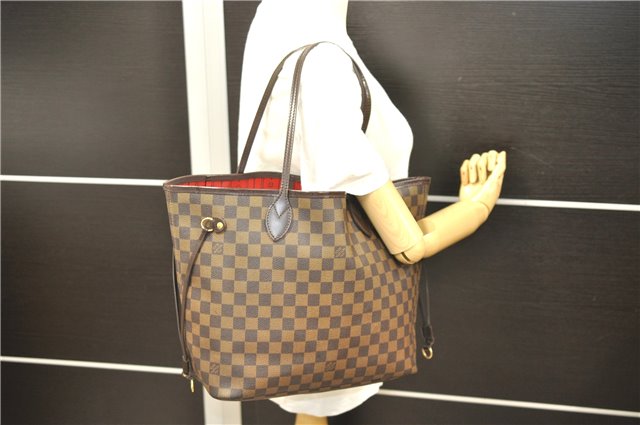Authentic Louis Vuitton Damier Neverfull MM Tote Bag N51105 LV 3185D