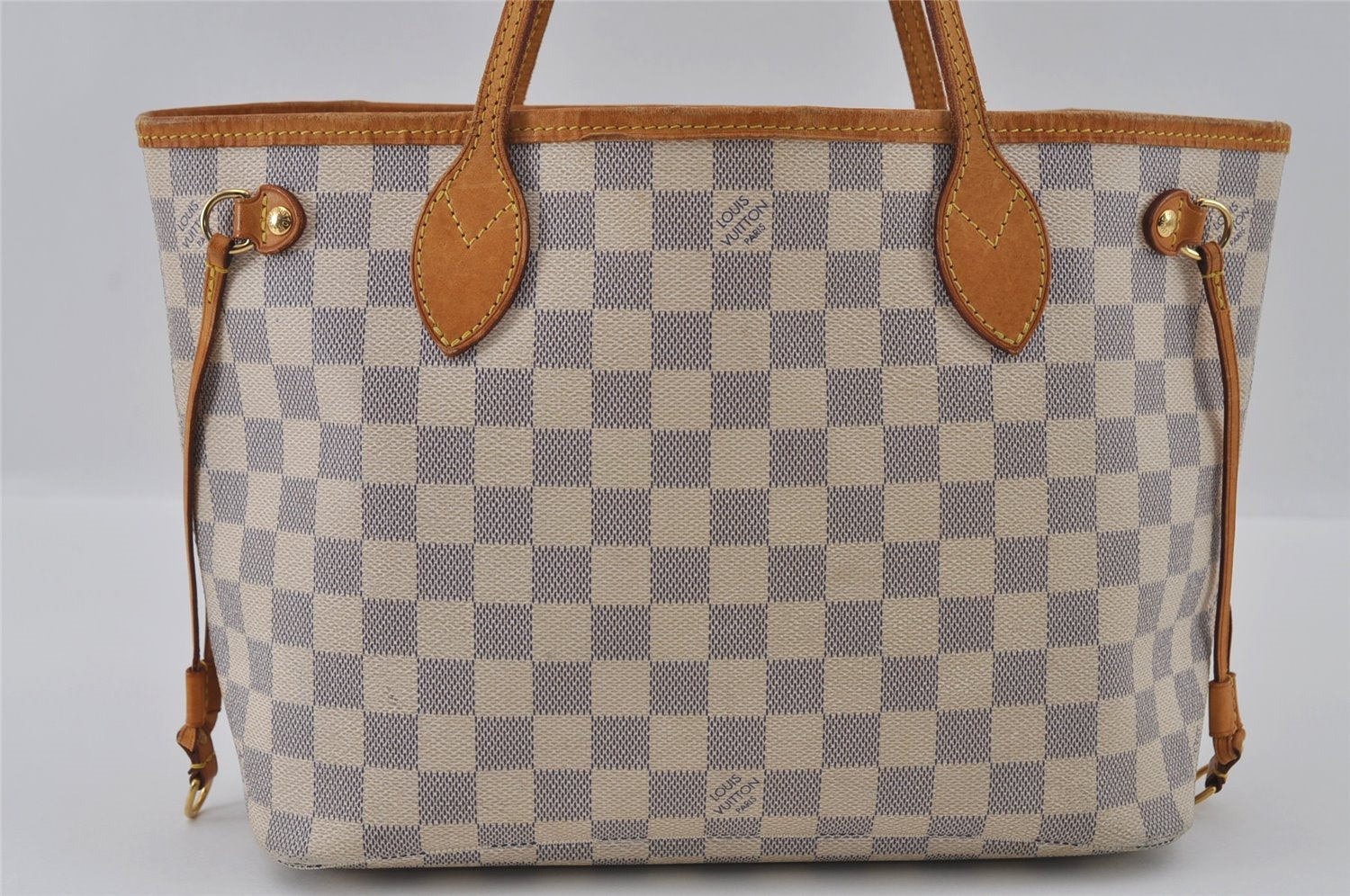 Authentic Louis Vuitton Damier Azur Neverfull PM Tote Bag N51110 LV 3328I