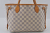Authentic Louis Vuitton Damier Azur Neverfull PM Tote Bag N51110 LV 3328I