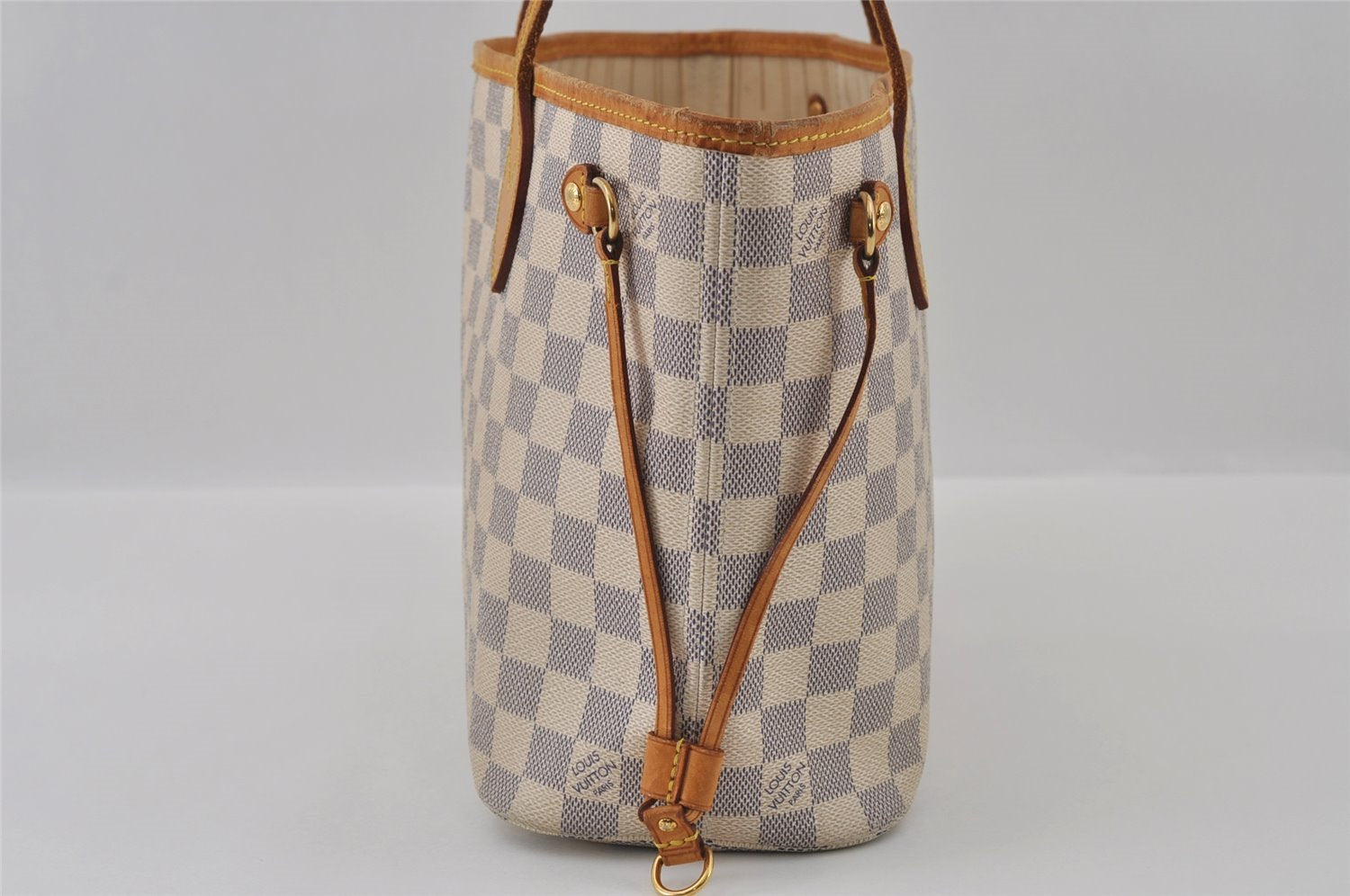 Authentic Louis Vuitton Damier Azur Neverfull PM Tote Bag N51110 LV 3328I