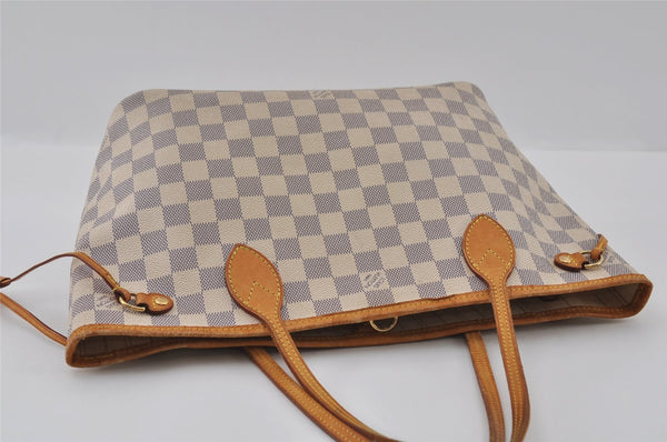 Authentic Louis Vuitton Damier Azur Neverfull PM Tote Bag N51110 LV 3328I