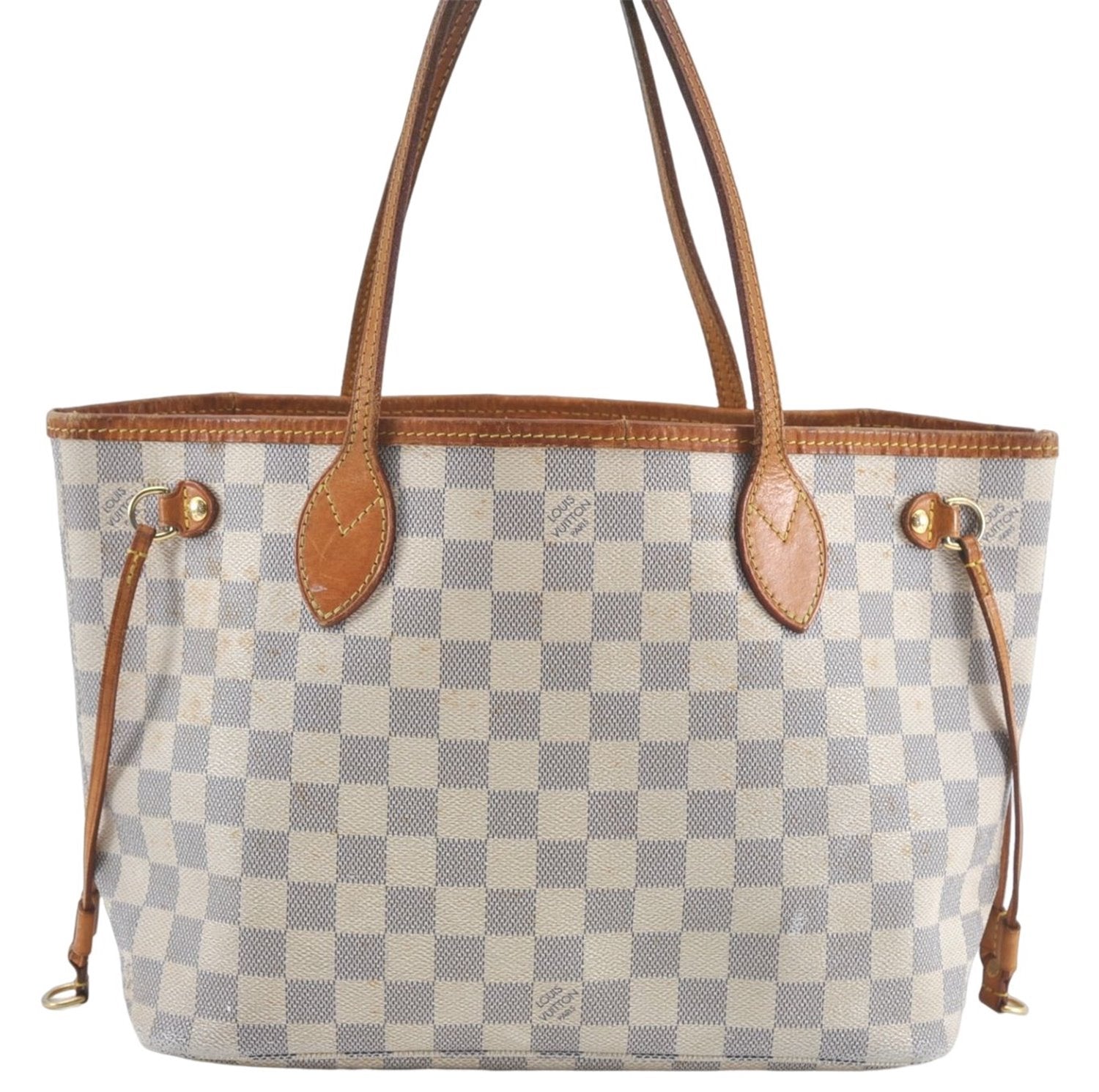 Authentic Louis Vuitton Damier Azur Neverfull PM Tote Bag N51110 LV 3594A
