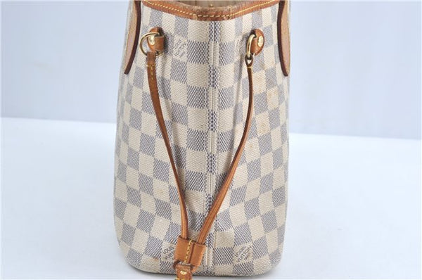 Authentic Louis Vuitton Damier Azur Neverfull PM Tote Bag N51110 LV 3594A