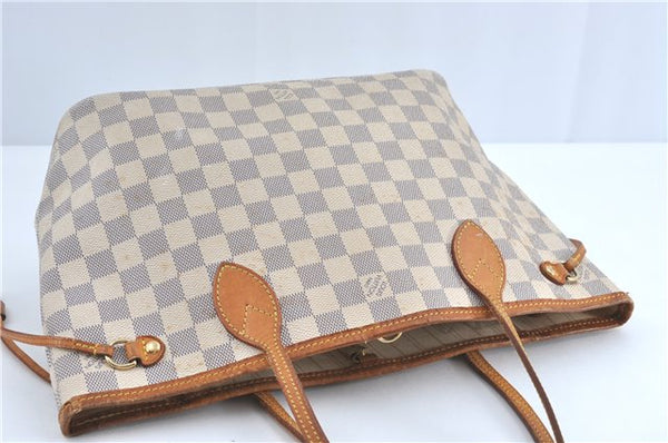 Authentic Louis Vuitton Damier Azur Neverfull PM Tote Bag N51110 LV 3594A
