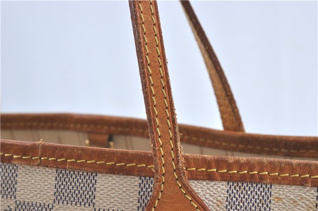 Authentic Louis Vuitton Damier Azur Neverfull PM Tote Bag N51110 LV 3594A