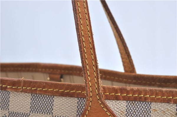 Authentic Louis Vuitton Damier Azur Neverfull PM Tote Bag N51110 LV 3594A