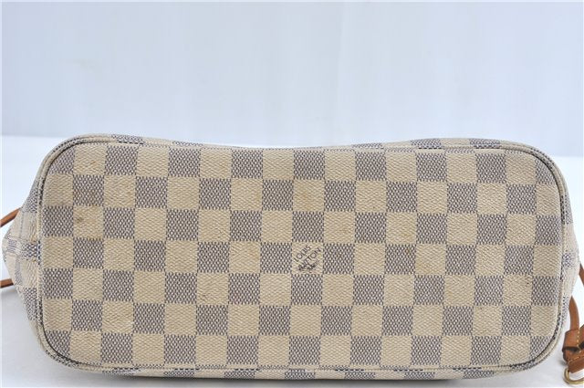 Authentic Louis Vuitton Damier Azur Neverfull PM Tote Bag N51110 LV 3594A