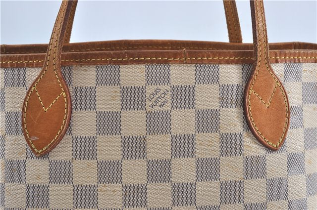 Authentic Louis Vuitton Damier Azur Neverfull PM Tote Bag N51110 LV 3594A