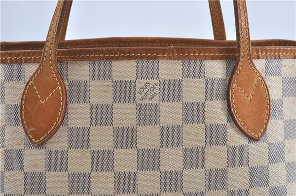 Authentic Louis Vuitton Damier Azur Neverfull PM Tote Bag N51110 LV 3594A