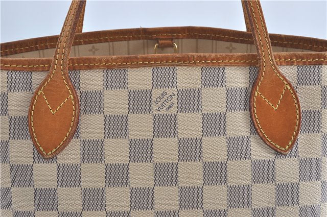 Authentic Louis Vuitton Damier Azur Neverfull PM Tote Bag N51110 LV 3594A