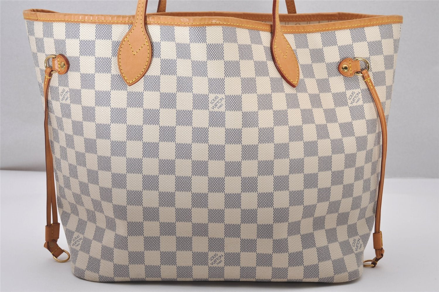 Authentic Louis Vuitton Damier Azur Neverfull MM Tote Bag N51107 LV 3954I