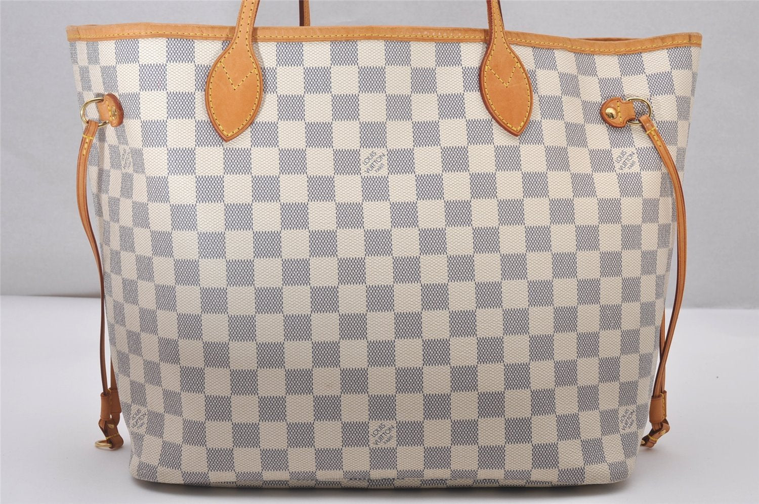 Authentic Louis Vuitton Damier Azur Neverfull MM Tote Bag N51107 LV 3954I