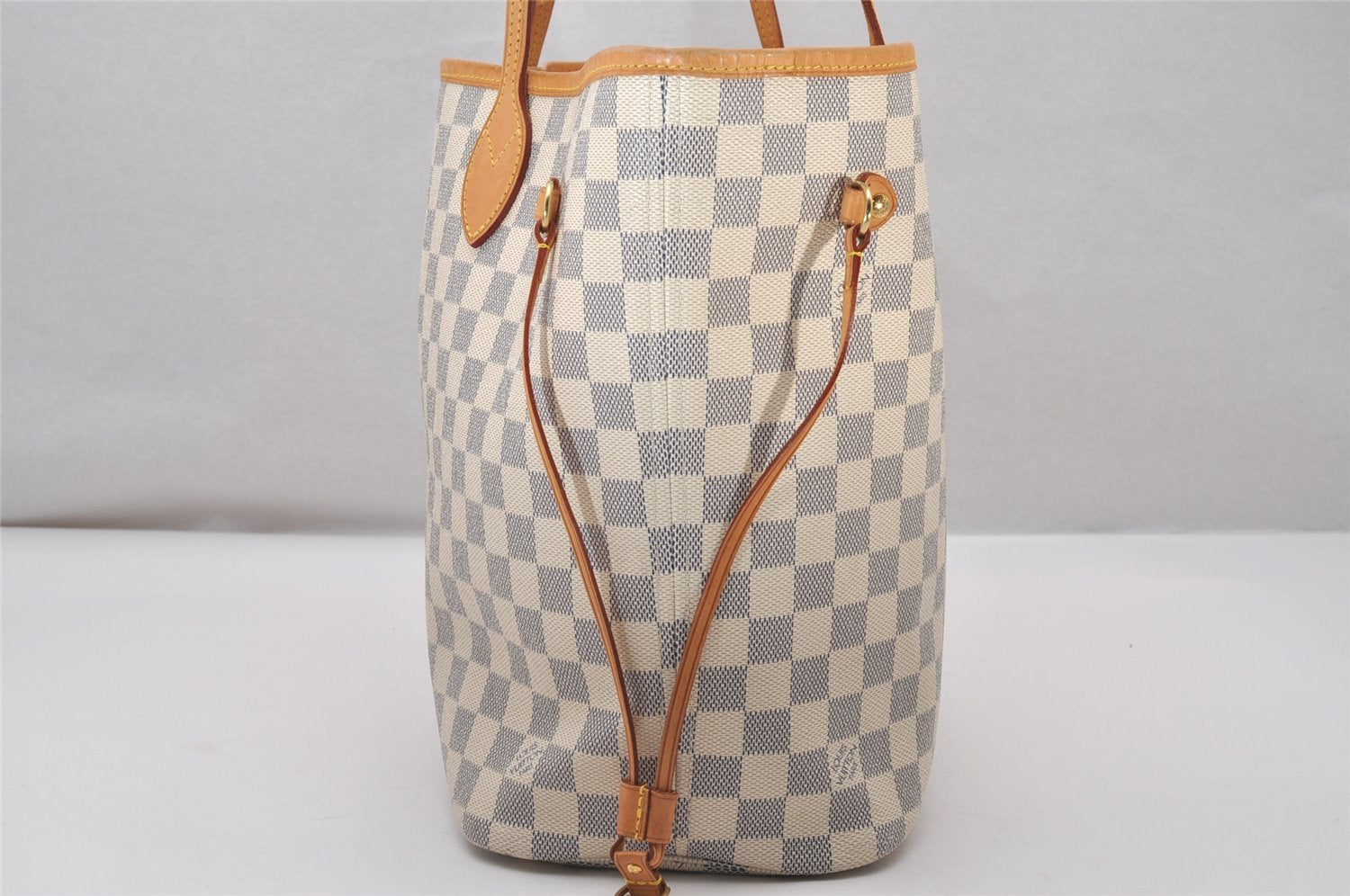 Authentic Louis Vuitton Damier Azur Neverfull MM Tote Bag N51107 LV 3954I
