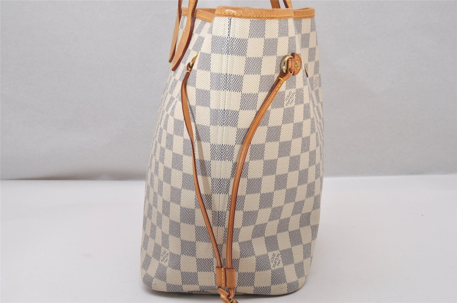 Authentic Louis Vuitton Damier Azur Neverfull MM Tote Bag N51107 LV 3954I
