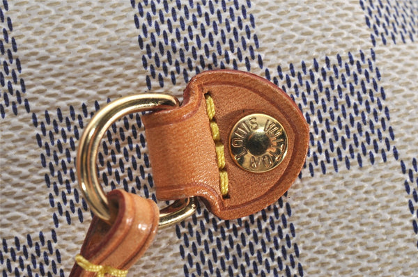 Authentic Louis Vuitton Damier Azur Neverfull MM Tote Bag N51107 LV 3954I