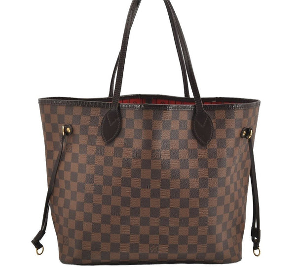 Authentic Louis Vuitton Damier Neverfull MM Shoulder Tote Bag N51105 LV 3995I