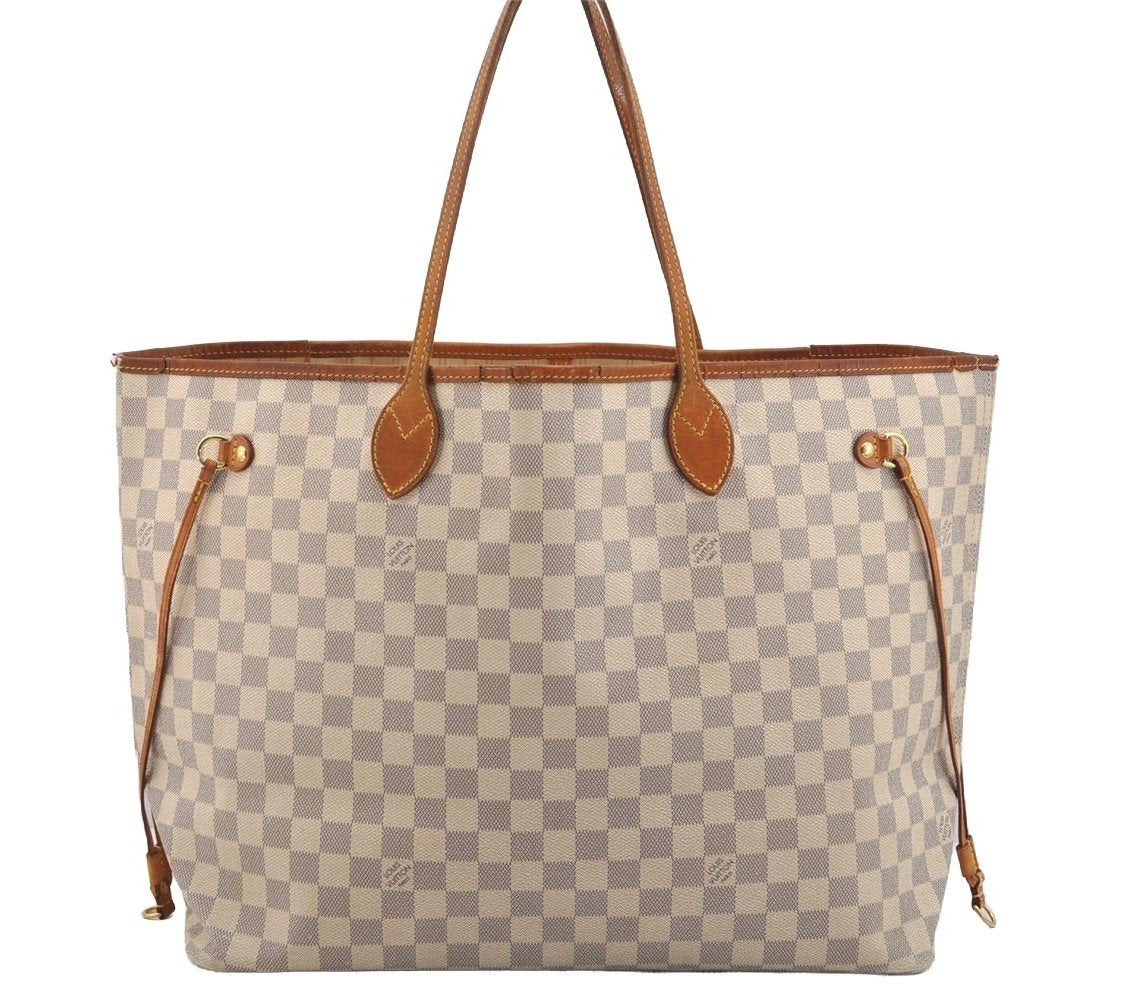 Authentic Louis Vuitton Damier Azur Neverfull GM N51108 Shoulder Tote Bag 4254I
