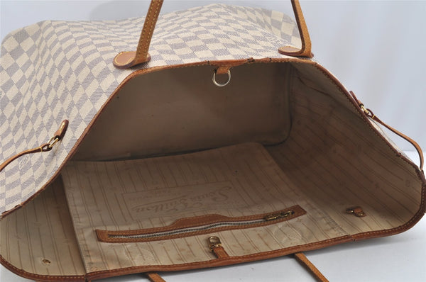Authentic Louis Vuitton Damier Azur Neverfull GM N51108 Shoulder Tote Bag 4254I