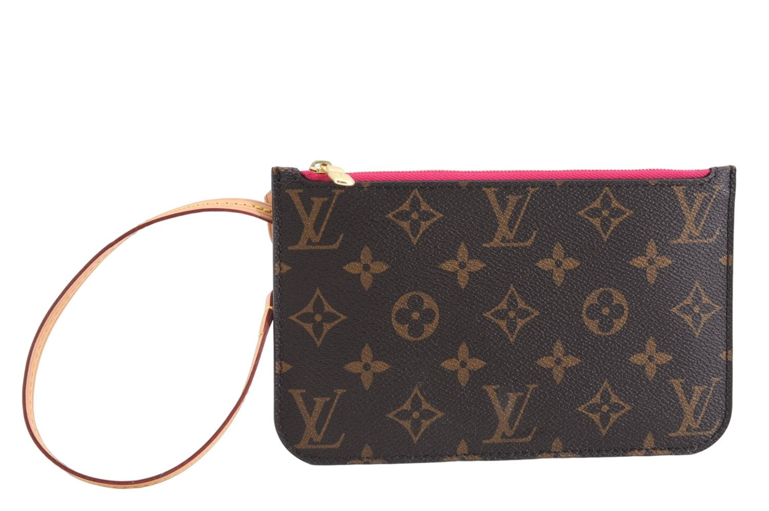 Authentic Louis Vuitton Monogram Neverfull Pouch Purse Clutch Bag Pink LV 4287E