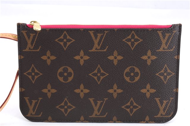 Authentic Louis Vuitton Monogram Neverfull Pouch Purse Clutch Bag Pink LV 4287E