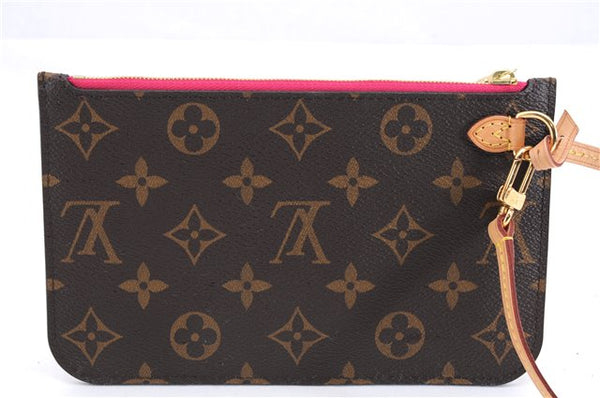 Authentic Louis Vuitton Monogram Neverfull Pouch Purse Clutch Bag Pink LV 4287E