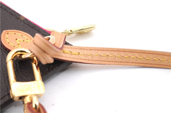 Authentic Louis Vuitton Monogram Neverfull Pouch Purse Clutch Bag Pink LV 4287E