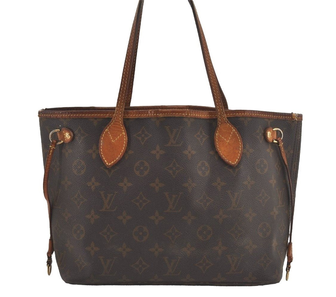 Authentic Louis Vuitton Monogram Neverfull PM Shoulder Tote Bag M40155 LV 4510I
