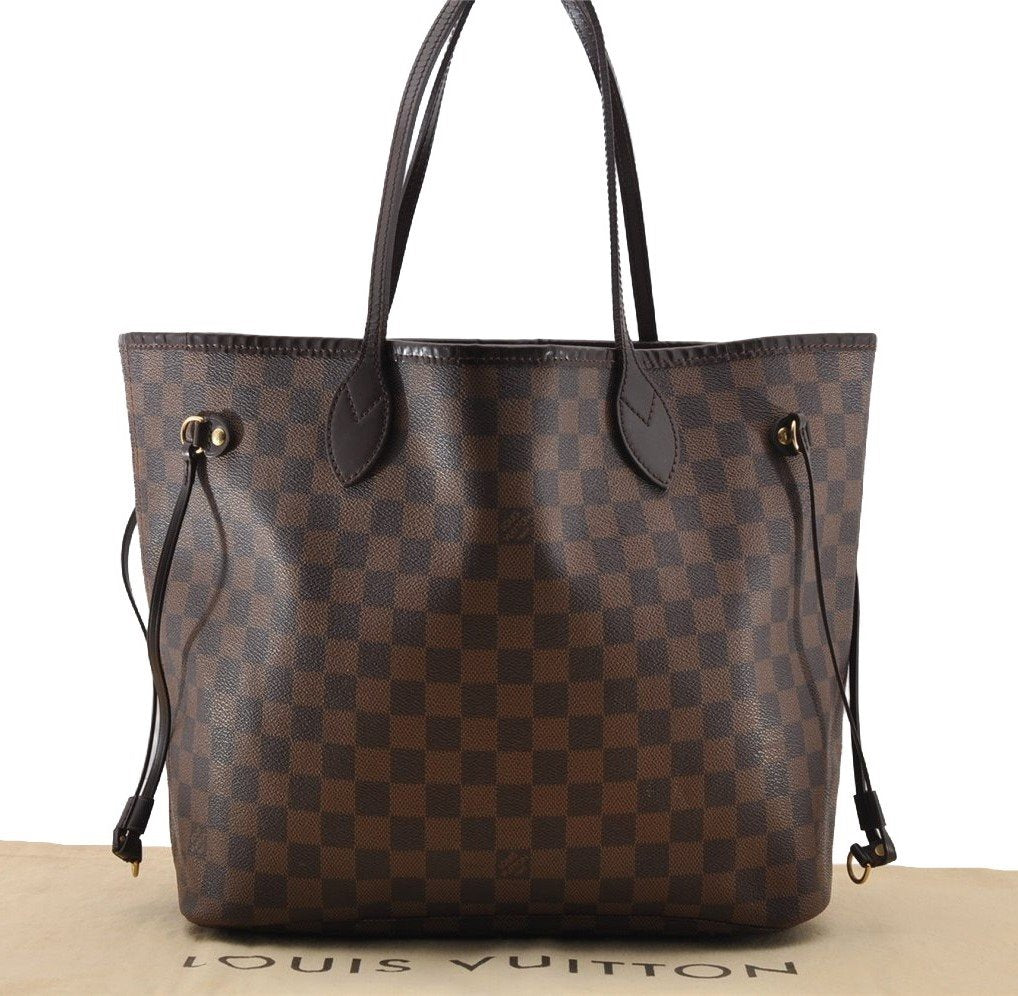 Authentic Louis Vuitton Damier Neverfull MM Shoulder Tote Bag N51105 LV 4625I