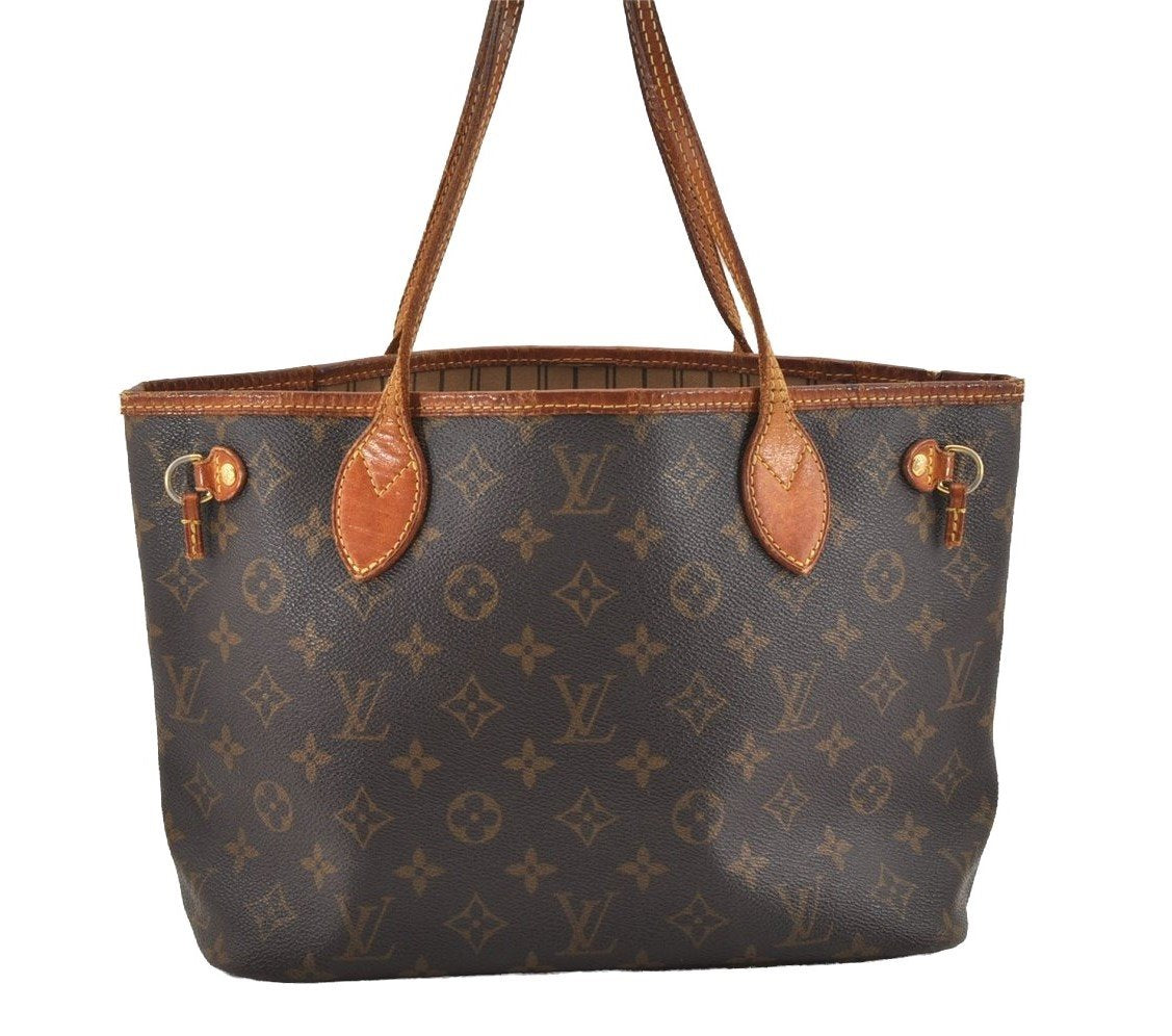 Authentic Louis Vuitton Monogram Neverfull PM Shoulder Tote Bag M40155 LV 4630I