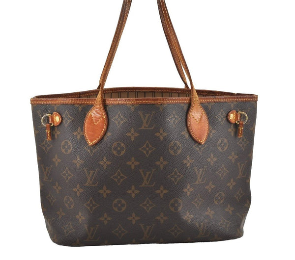 Authentic Louis Vuitton Monogram Neverfull PM Shoulder Tote Bag M40155 LV 4630I