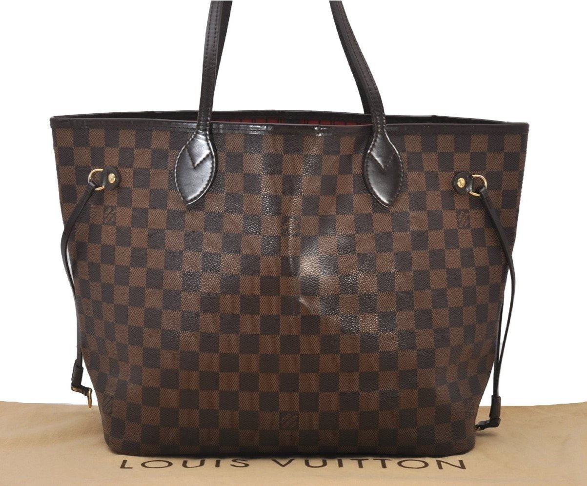 Authentic Louis Vuitton Damier Neverfull MM Shoulder Tote Bag N41358 LV 4649I