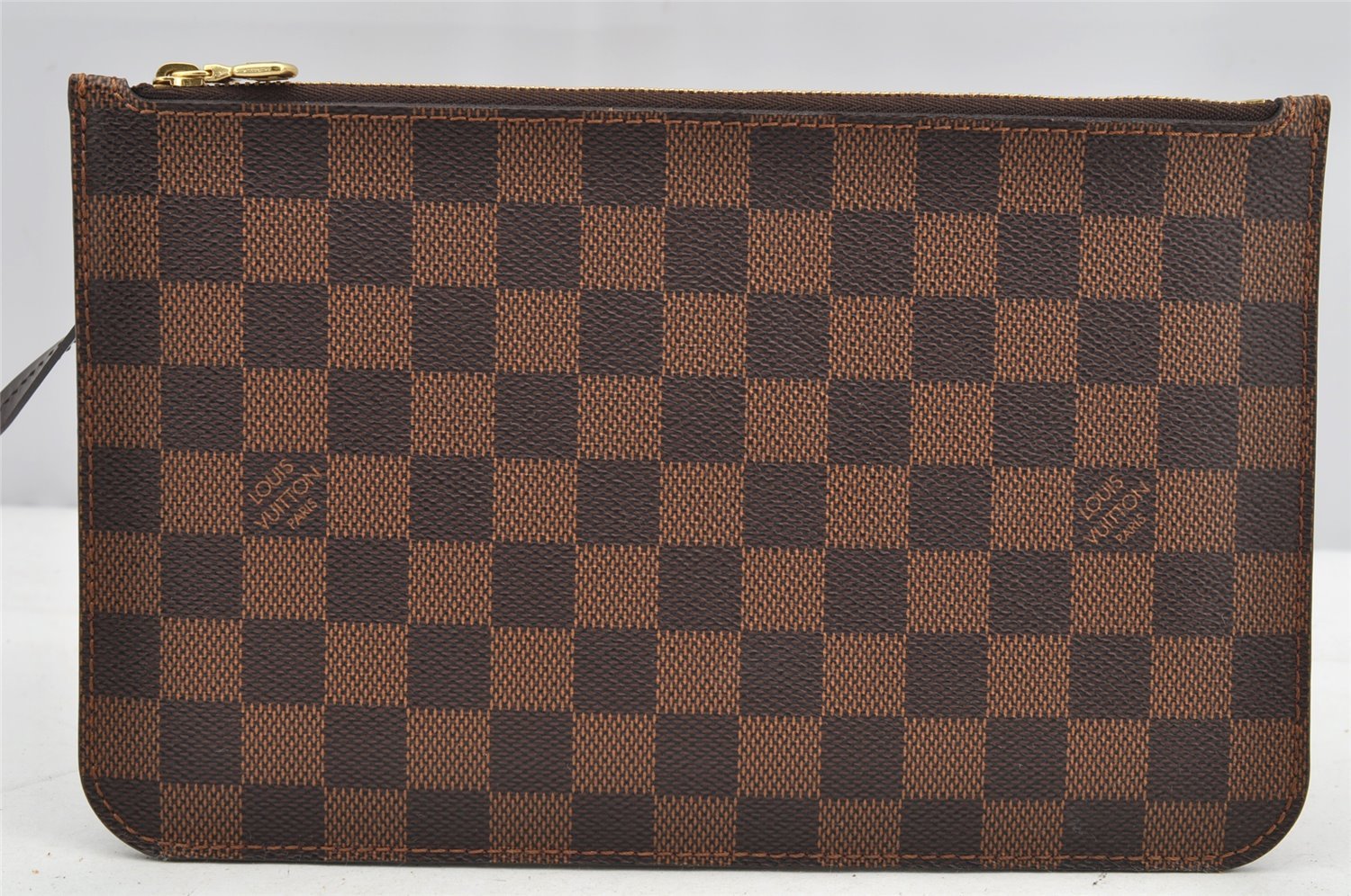 Authentic Louis Vuitton Damier Neverfull Pouch Purse Clutch Bag LV 4670I