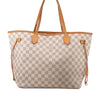Authentic Louis Vuitton Damier Azur Neverfull MM Tote Bag N51107 LV 4988F