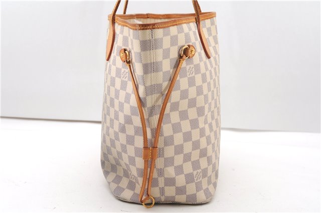 Authentic Louis Vuitton Damier Azur Neverfull MM Tote Bag N51107 LV 4988F